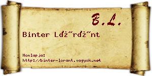 Binter Lóránt névjegykártya